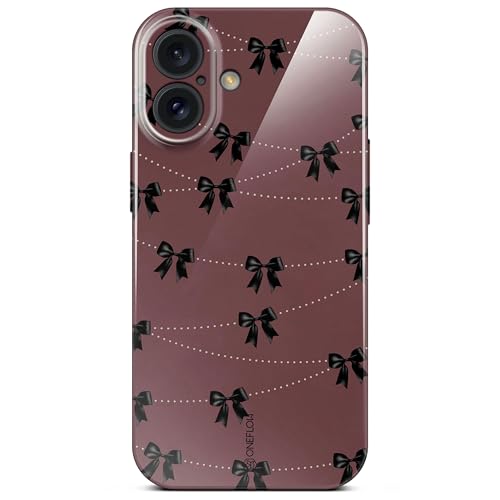 Coque iPhone 16 fine contre les rayures d'objectif avec motif Rouge Noir Boucles