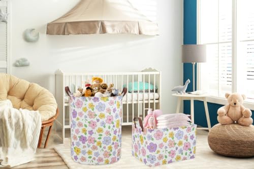 Image of Kids Laundry Hamper,Flower Laundry Basket Collapsible Girls Storage Baskets for Home Decor,Office,Toy Organizer,(Flower)
