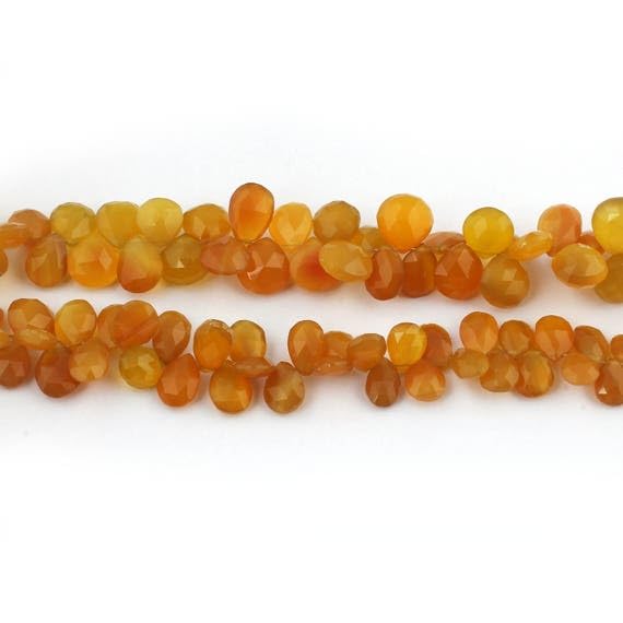 Perles Calcédoine Jaune en poire et cœur pour la création de bijoux artisanaux unique