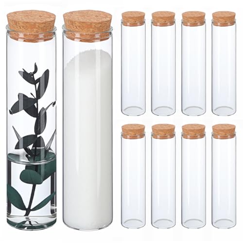 VILLCASE 10 Stück Reagenzglas mit Korken, Glas Reagenzgläser mit Korken, 30X120mm Transparent Glasröhrchen Laborröhrchen für Blumen, Spices, Liquids, Süßigkeiten, Gewürzes, DIY