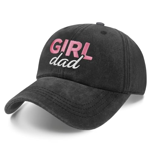 XIAOSLMP Girl Dad Hat Fathers Day or Birthday Gifts from Son, Daughter, Wife, Girl Dad Gifts Embroidery Adjustable Cotton Baseball Cap Black