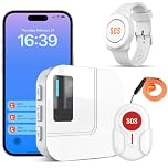 DAYTECH Wireless Caregiver Pager Emergency Button for Seniors WiFi Smart Caregiver Call Button Panic Alert System for Elderly, 1 Receiver 2 Transmitters(Only Supports 2.4GHz Wi-Fi)