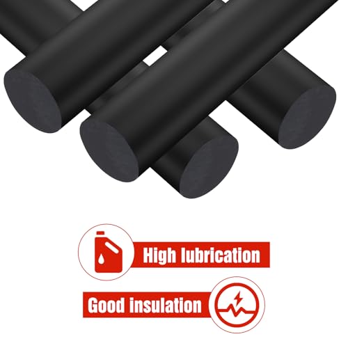 Image of 4 Pack Round Acetal Copolymer Rods, 1 Inch Diameter and 12 Inch Length Plastic Delrin /Acetal Rod, Standard Tolerance, Opaque Black Acetal Copolymer Rod Perfect for Non-Marring Fixtures