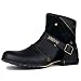 Produktbild OSSTONE Herren Leder chukkastiefel Worker Biker Boots-Motorrad-Leder-Schuhe für reißverschluss Schnürstiefeletten Boots 5008-6-DE Schwarz 11