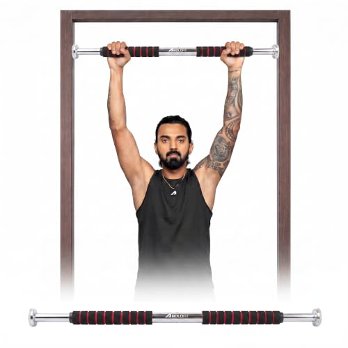 Image of Boldfit Pull up Bar for Home for Kids & Adults [100 KG] - Gym Equipment for Home Workout | Adjustable Door Way Chin Up Bar for Home Workout for Kids & Adults | PullUp Bar for Men & Women | Anti-Skid Grip (62-100 CM)