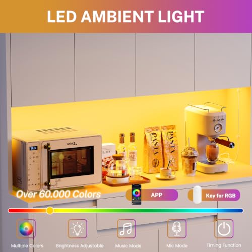 Image of 47.2 inchW Pantry Cabinet with Charging Station, Kitchen Pantry Cabinet