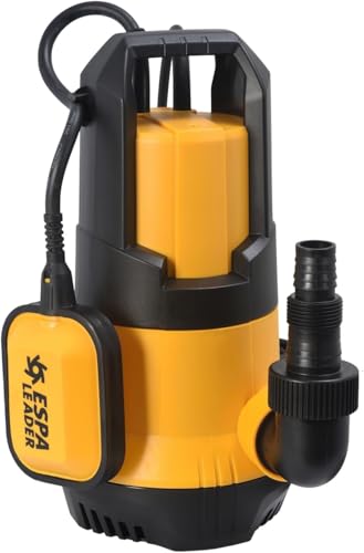 Espa Leader Bomba De Achique Sumergible Kona 400p M Para Aguas Limpias, Trasvases Y Vaciados, 400 W, Caudal Máximo 7.000 L H, Altura Máx. 8m, Con Interruptor De Nivel Y 10m De Cable
