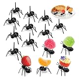 CUEMOON 36 palillos de dientes para hormigas y postres, tenedores de postre para aperitivos y postres con caja de almacenamiento, reutilizables para hormigas y alimentos, aperitivos de animales