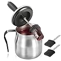 BBQ Basting Pot with 3 Basting Brushes Set,Airtight Stainless Steel Barbecue Sauce Pot,Silicone BBQ Brushes for Sauce,BBQ Grilling Gifts for Men Dad,BBQ Gadgets Grill Accessories,32oz Large Capacity