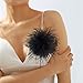 Dainty Feather Flower Large Brooch Pin for Women Men Elegant Oversized Floral Lapel Pins Shawl Dress Suit Clothes Accessories Wedding Party Dance Banquet Fashion Jewelry 150mm (Black)