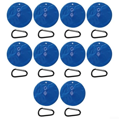 HEIBTENY Paquete de 10 bolsas de peso de PVC con ganchos seguros para piscinas sobre el suelo, redondas de 28 x 28 cm, bolsas de agua con peso azul para sostener fundas