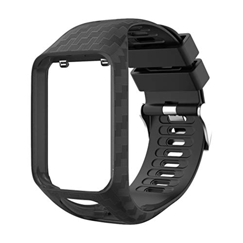 ibasenice Correa Compatible para Tomtom Runner 2/Runner 3/Spark/Spark 3/Adventurer/Golfer 2 - Correa de Reloj de Reemplazo de Grano Tallado de Silicona con Correa de Reloj Inteligente