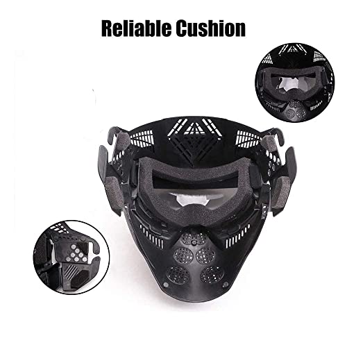 NINAT Airsoft Mask Tactical Masks Full Face with Greylens Lens Goggles Eye Protection for Halloween CS Survival Games Shooting Cosplay Mask Black