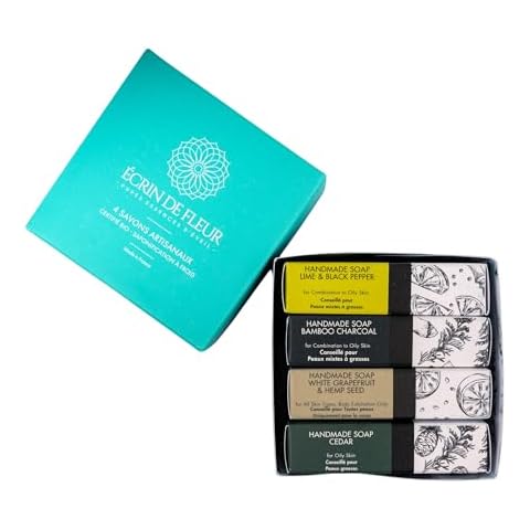 Organic Men's Soap 4-Pack with Exfoliating Bar Cover