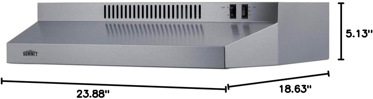 Summit H24RSSADA 24" ADA Compliant, Under Cabinet Convertible Range Hood, Stainless Steel Finish, Two-Speed Fan, Charcoal/Aluminum Mesh Filter, Rocket Switch, TAA Compliant (24 Inch)