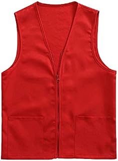 TOPTIE Adult Volunteer Activity Vest Supermarket Uniform Vests Clerk Workwear-Red-M