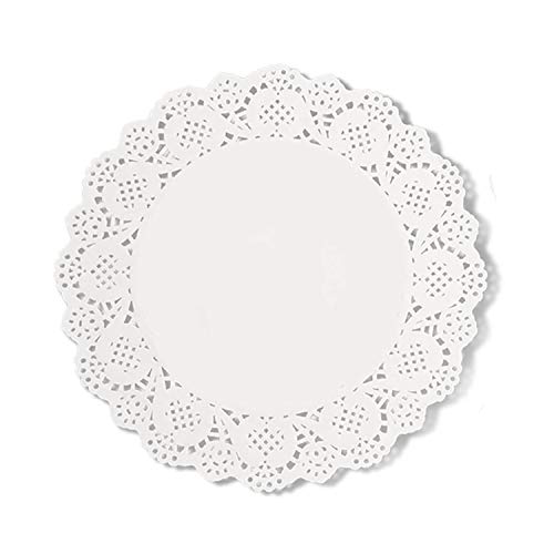 Ronda Encaje Papel, 100 Piezas Blanco Tapetes de Encaje Papel Tapete de Encaje Artesanías Tarta Boda Decoración - 10,5 pulgadas Cover