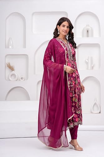 Image of MANHAREE | Women's Rayon Kurta with Pant & Dupatta Set