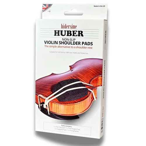 Huber by Hidersine Violin Shoulder Pad – Non-Slip Foam Support Set for 1/8 to Full Size Violins & Violas – Adjustable, Lightweight & Trusted by Teachers – Made in the UK