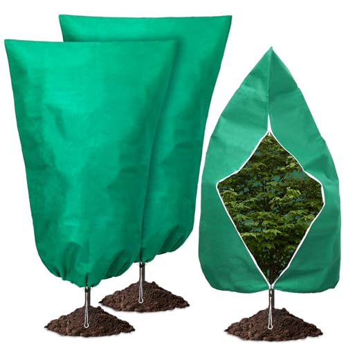 Vegamall 2 Piezas Malla Antiheladas, 120 x 180 cm Manta Termica Plantas, 70gsm Manta Térmica para Planta con Cordón y Cremallera, Reutilizable Funda Plantas para protección Planta