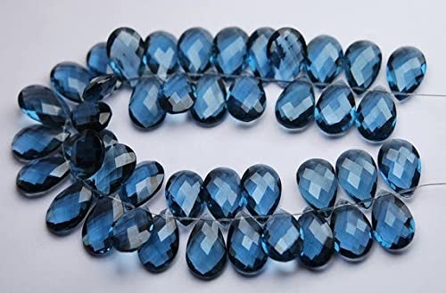 Quartz bleu de Londres en 3 paires assorties de briolettes facettées au format long 13x18mm