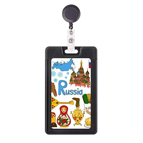 Porte-badge rétractable drapeau Russie animaux enrouleur badge en nylon durable