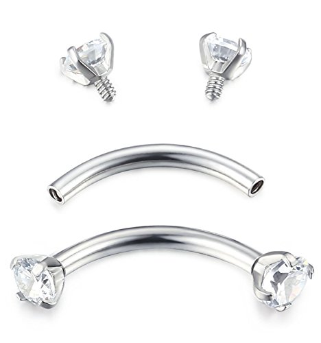 FIBO STEEL 2-5Pcs Stainless Steel 16G 10MM Bar Length Curved Barbell Eyebrow Piercing Jewelry