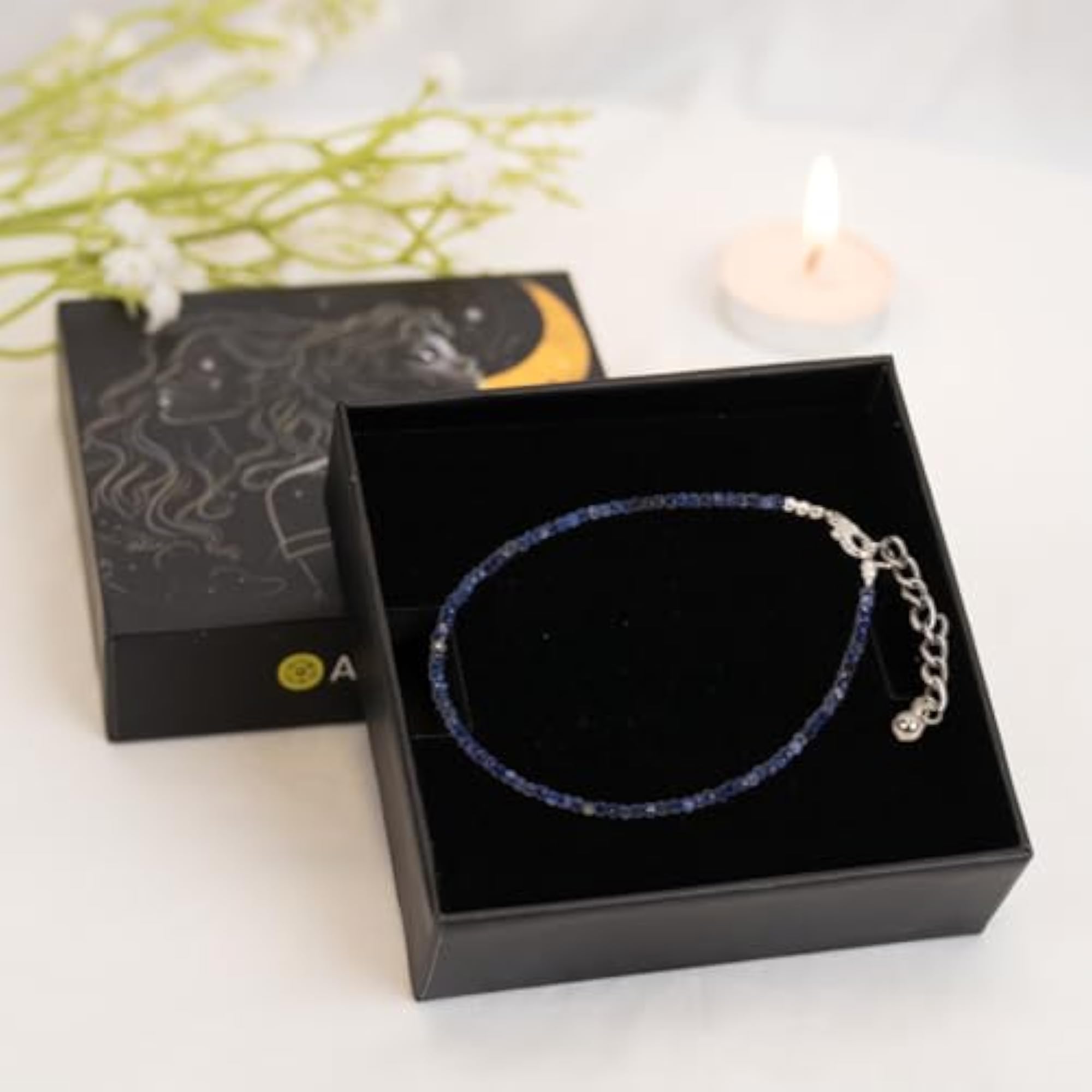 Women's Lapis Lazuli Anklet, Natural Stone