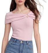 GOELIA Off Shoulder Women Knit Top Trendy Summer Tops Beach Vacation Pullover Tank Tops Travel Bu...