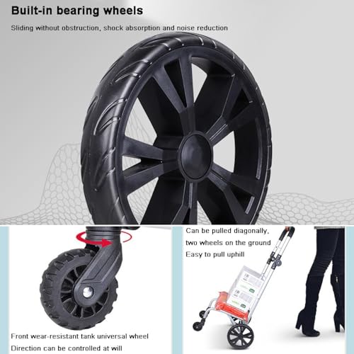 Faltbarer Einkaufswagen, große Kapazität, Gepäcktasche, für Zuhause, Lebensmittelwagen, Universal-Rad, Anhänger, 50 kg Tragkraft – Bild 6