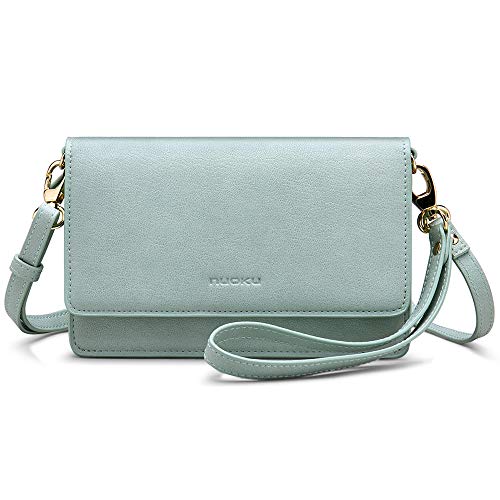nuoku Women Small Crossbody Purse Cell Phone Wristlet Wallet Purse with RFID Card Slots and Strap for Women (Geen1)
