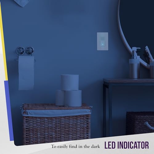 ENERLITES PIR Motion Occupancy Vacancy Motion Sensor Light Switch, 500W, 5A, Motion Sensor Night Light, Single-Pole, Smart LED Backlight, Neutral Not Required, Ground Required, HMOS-J-W, White by ENERLITES - Image 5