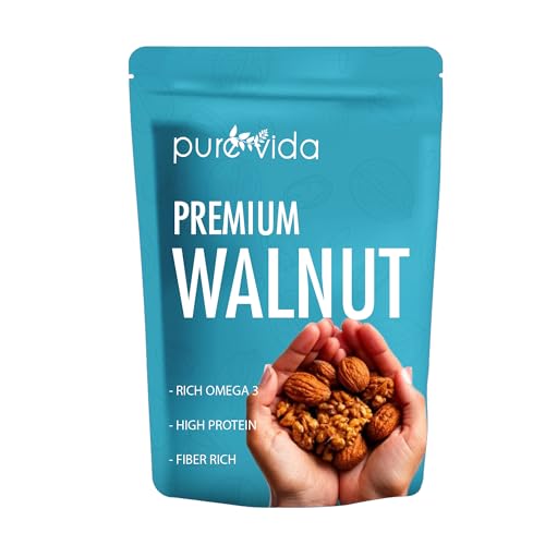 Image of Purevida Walnuts 200gm | Natural, Crunchy & Nutritious | Rich in Omega-3, Protein & Antioxidants | Supports Brain & Heart Health | Gluten-Free | Ideal for Snacking, Baking & Cooking (Pack of 3)