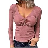 Langarmshirts Damen,Norweger Pullover Angel T Shirt Weihnachten Pullover XXXL T Shirt Men Langer Pulli Zlatan Ibrahimovic T Shirt Crop Top V Ausschnitt Trendige Pullover Damen(Rosa,S)