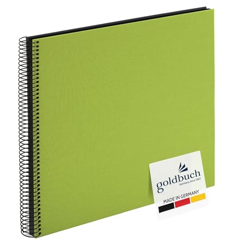 goldbuch 25 962 Spiralalbum Bella Vista, Foto Album 35 x 30 x 1,5 cm - Spirale ⌀ 2,8 cm, Fotoalbum, 40 schwarze Seiten, vorderes Cover aus Leinen, Fotobuch für Bilder und Fotos zum Einkleben, Grün