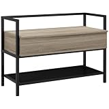 HOMCOM Banco Zapatero con Tapa Abatible para 4 Pares 84x39,5x61 cm Roble