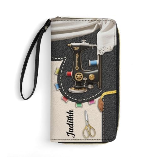 Personalized Sewing Machine Leather Wallet Custom Name Sewing Wallet Funny Mom Purse Gift For Women Mom Grandma Xmas Birthday Anniversary (style 5)