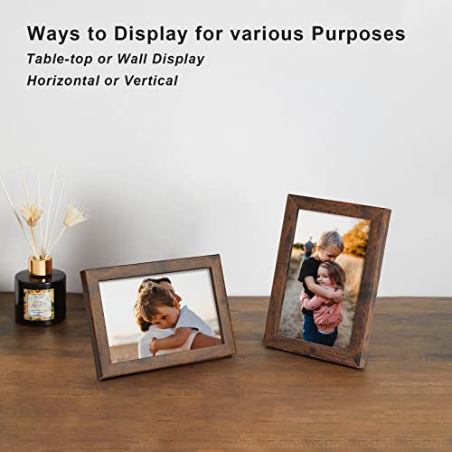 Kinlink 4X6 Picture Frames Rustic Brown, Photo Frames With Real Glass, Composite Wood Picture Frames For Tabletop And Wall Mounting Display, Set Of 4 #TOP4