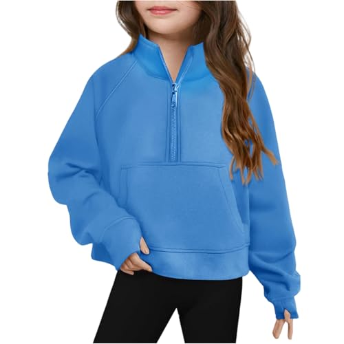 Clothes Winter Half Zip Up Long Sleeve Sweatshirts Trendy With Thumb Hole Clothes Pullover Fall Casual Blouses