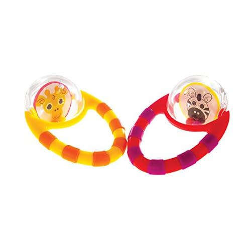 Sassy Flip & Grip Rattle | Value 2 Pack | Developmental Toy with Rattle Beads | Spinning Discs with Mirror | For Ages 3 Months and Up