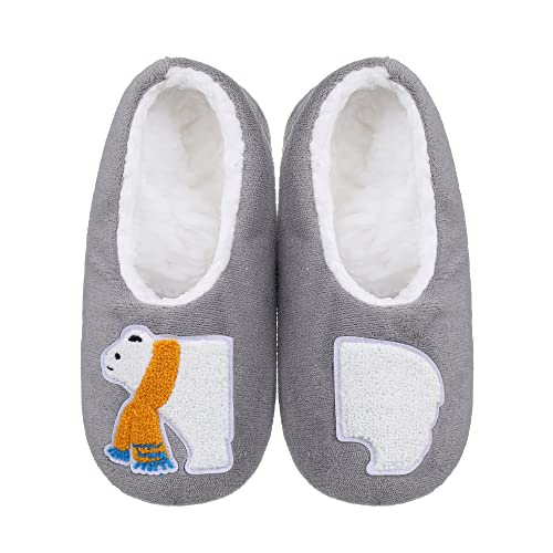 Image of ZYZX Cute Animal Slipper Socks with Grips,Cozy House Slippers for Women | Adult Winter Warm Knit Cozy Soft Safe Non Slip Fleece-lined Fluffy Plush Fuzzy Socks Indoor,Easy to Wash,Funny Gifts