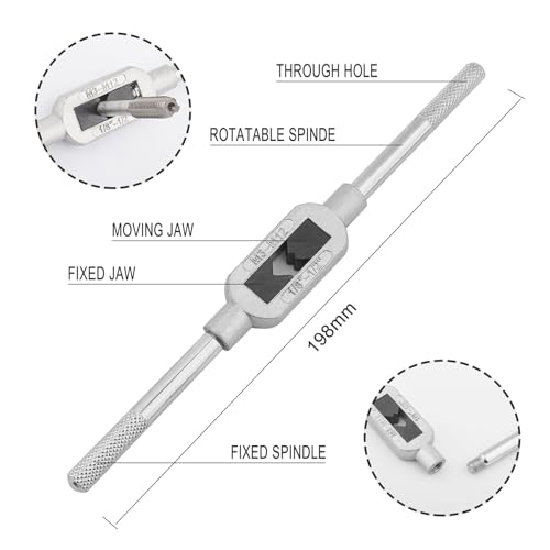Gunpla 15pcs Threading Taps Set Metric M3-M12 Alloy Steel Hand Thread Repair Tools with Tap Wrench, HSS Twist Drill Bits Heavy Duty Jobber Drills Kit 2.5-10.2mm in Metal Storage Case for Tile Wood 6 Gunpla 15pcs Threading Taps Set Metric M3-M12 Alloy Steel Hand Thread Repair Tools with Tap Wrench, HSS Twist Drill Bits Heavy Duty Jobber Drills Kit 2.5-10.2mm in Metal Storage Case for Tile Wood - Image 6