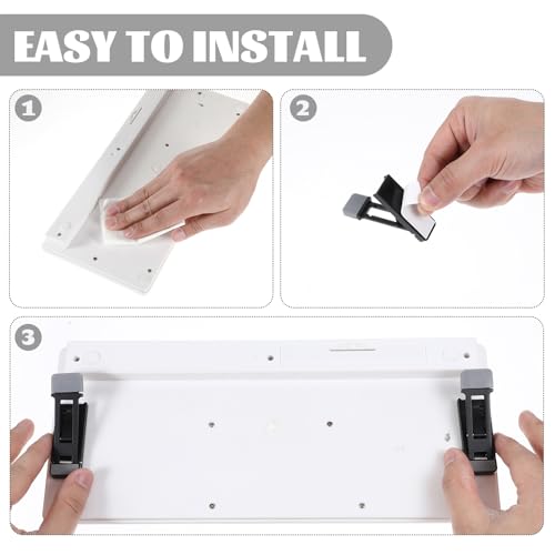 Aphumedc 2 Pcs Portable Keyboard Riser, Three Tilt Angle Adjustable Foldable Invisible Laptop Riser, Zinc Alloy Mini Laptop Stand, Self-Adhesive Keyboard Riser Feet for Most Keyboards (Black)