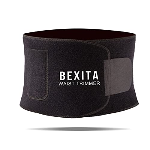 BEXITA Waist Trimmer for Women & Men, Neoprene Sauna Belt Waist Trainer, Stomach Wraps Sweat Band for Workout (Medium) Black
