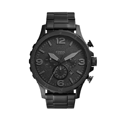 Fossil Nate Chronograph Black Dial Black Strap Men's Watch JR1401