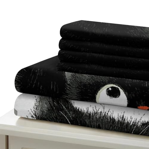 Parure de lit chats noirs 3D microfibre hypoallergénique douce et résistante ado