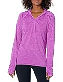 Starter Women's Long Sleeve Hooded Henley, Amazon Exclusive, Pro Purple Heather, L