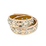 Armband: Leder-Wickelarmband für Damen und Mädchen mit eckigen Nieten und Strass-Steinen mit der Größe 38,50 cm x 1,50 cm
