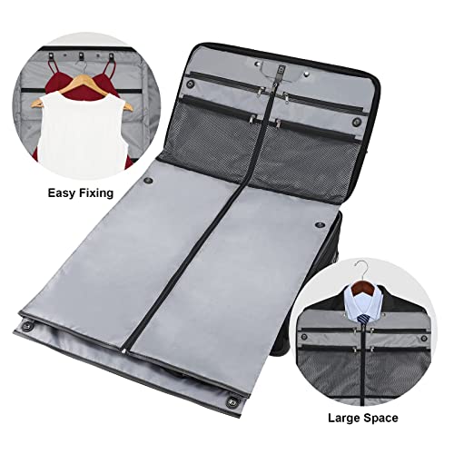 Rolling Garment Bag with Wheels, Garment Bags with Built-in TSA Lock, 22 Inch Travel Garment Bag Suitcase Luggage 2 in 1 for Business Travel Essentials Black2