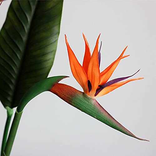YQYAZL 3 Pack Artificial Heaven Bird Plant, Flowers of Paradise Faux Plants Fake Arrangements for Wedding Home Decor Orange - Image 3